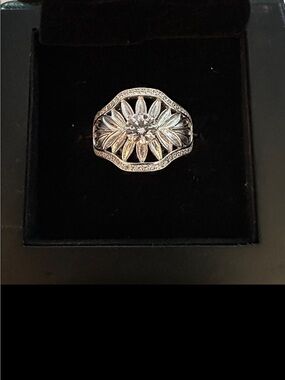 Sunflower Sterling Silver Floral Ring